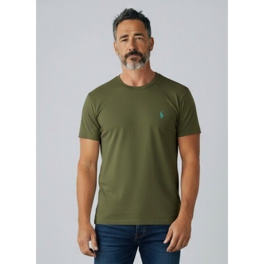 Polo Ralph Lauren Mens L Olive Green Short Sleeve T-Shirt Cotton Crew Neck